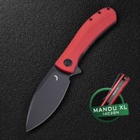 Nóż Składany Trollsky Knives Mandu XL  Black 14C28N Red G10