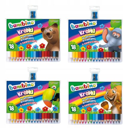 Kredki ołówkowe grube Bambino 18 kolorów 15cm na Arena.pl