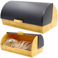 CHLEBAK NA CHLEB BUŁKI PIECZYWO POJEMNIK CZARNY BAMBUS DUŻY NÓŻ DO KROJENIA