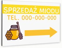 Tabliczka znak informacyjny 30x20 Biała SPRZEDAŻ MIODU Nierdzewna NADRUK UV