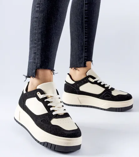 Czarno-białe sneakersy na platformie Pomona 41 na Arena.pl