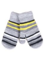 Rękawiczki chłopięce jednopalczaste dwuwarstwowe w paski 12 YOCLUB