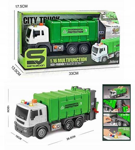 ŚMIECIARKA ciężarówka DUŻA mocna ŚWIATŁO DŹWIĘK napęd kosze na śmieci na Arena.pl