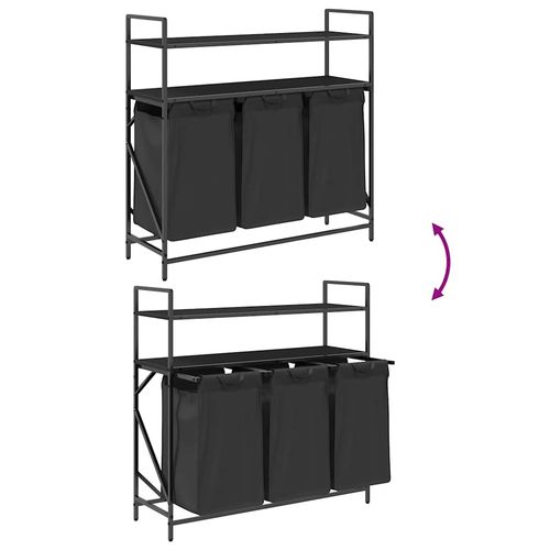 Kosz na pranie 3 przegrody z półkami, czarny dąb na Arena.pl