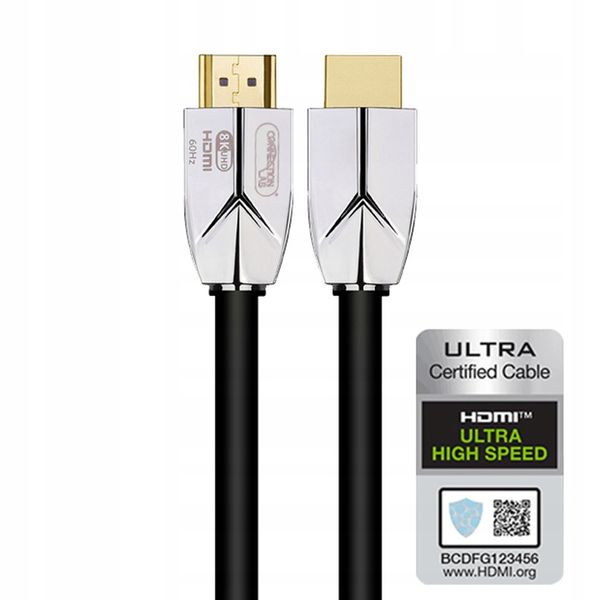 CERTYFIKOWANY KABEL HDMI 2.1 UHD 8K 4K 60/120Hz CONNECTIONLAB UHDC 2m zdjęcie 1