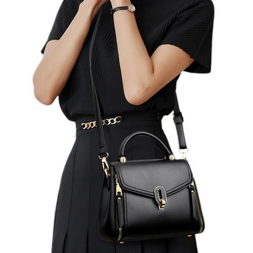 Torebka Damska na Ramię CZARNA Elegancka Pojemna Wizytowa Kuferek na Arena.pl