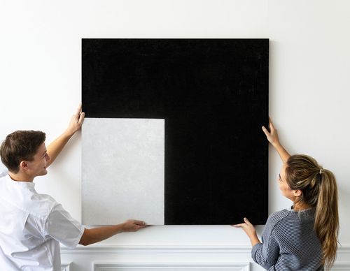 Obraz na płótnie abstrakcja czarno szara 80x80 cm na Arena.pl