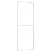 Drzwi przesuwne, matowe szkło ESG i aluminium, 76x205 cm, białe