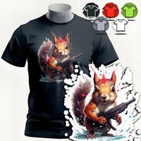 KOSZULKA T-SHIRT MĘSKI WZORY DO WYBORU - WIEWIÓRKA ZWIERZE KARABIN LAS - XS