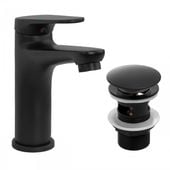 Bateria umywalkowa w komplecie z korkiem klik klak z przelewem czarna loft