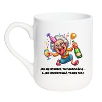 KUBEK "JAK SIĘ STARZEĆ, TO Z GODNOŚCIĄ" Wzór - Elegant Coffee 330 ml
