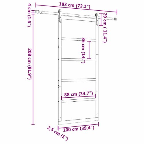 Drzwi przesuwne Brązowy 100 x 208 cm Lite drewno sosnowe na Arena.pl