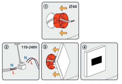 Lampka schodowa LED 230V oświetlenie schodowe 2W Z na Arena.pl