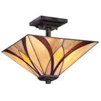 Sufitowa LAMPA plafon QZ-ASHEVILLE-SF Elstead QUOIZEL kwadratowa OPRAWA plafoniera secesyjny witraż szklany brąz