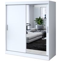 Szafa Przesuwna 180cm HUGO Biel Garderoba 2 wnętrza