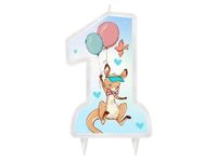 Świeczka urodzinowa z cyfrą "1" z kolekcji ROCZEK, "Kangurek", niebieska