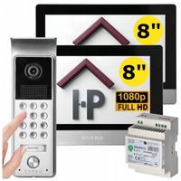 Wideodomofon 2 DWA MONITORY 7" Full HD z Szyfratorem + ZASILACZ NA SZYNĘ