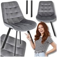 Krzesło Tapicerowane Welurowe Do Jadalni Salonu Loft Pikowane Szare