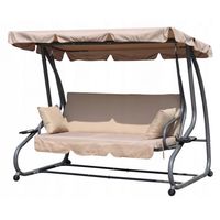 HUŚTAWKA OGRODOWA 3-OSOBOWA 2W1 Z PODUSZKAMI BEŻOWA MULTIGARDEN