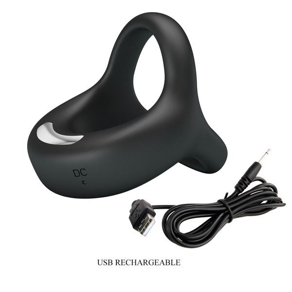 Pretty Love - Vibrant Penis Ring Elliott Black, 10 Vibration Functions zdjęcie 10