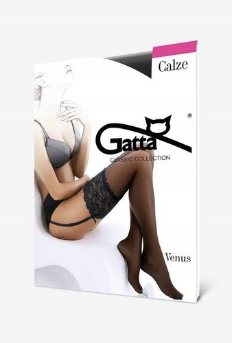 Gatta pończochy seksowne do paska koronkowe Venus lycra 3/4 nero na Arena.pl