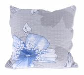 Poszewka z kory 40x40 szara duże niebieskie rysowane kwiaty