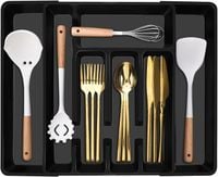 Regulowany Organizer do Szuflad na Sztućce 35x30 cm Czarny Tworzywo