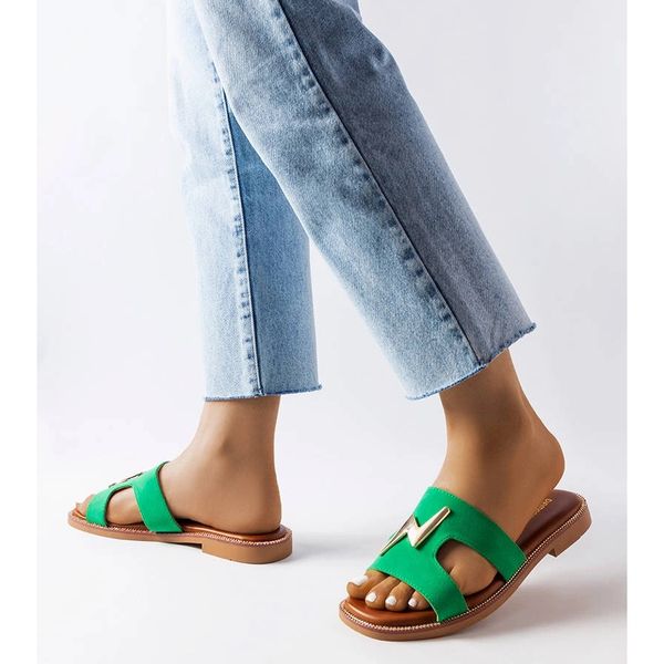 Zielone płaskie klapki r.38 zdjęcie 3