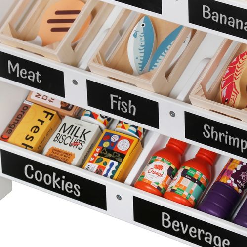 DREWNIANY STRAGAN TEATRZYK MINI MARKET SKLEP WARZYWNIAK Z AKCESORIAMI na Arena.pl