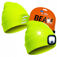 CZAPKA Neonowa Odblaskowa Z LATARKĄ LED ŁADOWANA USB CIEPŁA BEANIE Webski