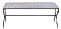 Ławka szara we wzory z metalowymi nogami