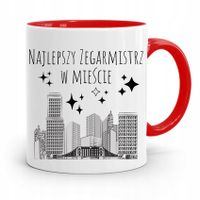 Kubek Czerwony Zegarmistrza Najlepszy W Mieście Z Nadrukiem Ze Zdjęciem