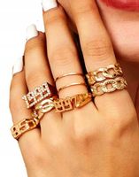 Punkowy Retro Złoty Zestaw Pierścionków Boho Gold