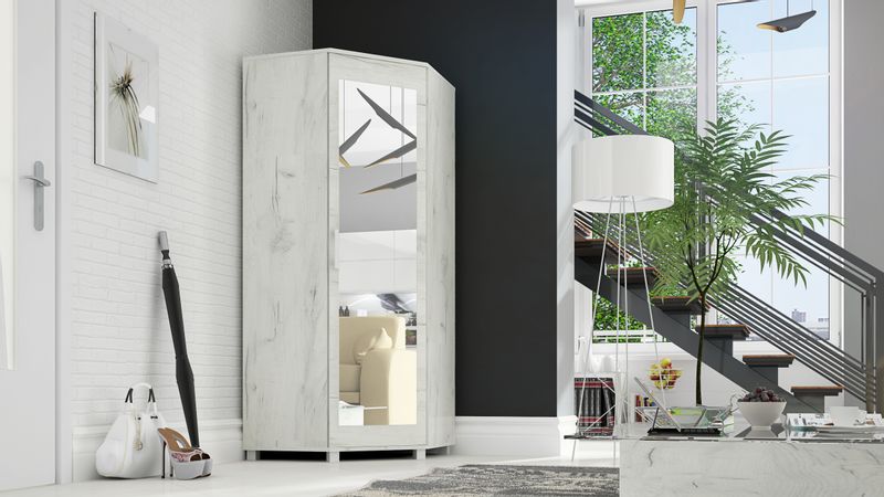 Szafa narożna z lustrem 80/80 biała 5 kolorów zdjęcie 2