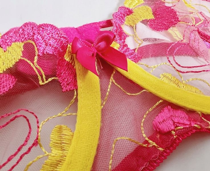 Piękny KOMPLET Bielizny Damskiej STANIK SPÓDNICZKA NA UDA STRINGI S zdjęcie 7