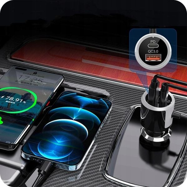 TRANSMITER BLUETOOTH FM SAMOCHODOWY 2X SZYBKA ŁADOWARKA AUX USB-C zdjęcie 10