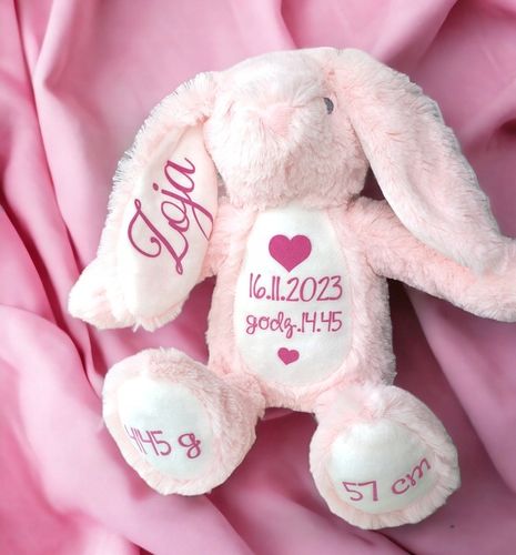Króliczek metryczka prezent Chrzest przytulanka maskotka miś imię urodziny na Arena.pl