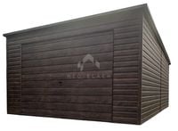 Garaż Blaszany 4x6m Brama uchylna Rynny Drewnopodobny Dach Spad w Tył NB125