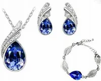 Komplet srebrnej biżuterii skrzydełka z migdałowymi cyrkoniami srebrzony