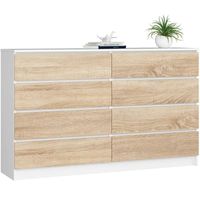 Komoda do sypialni, 8 szuflad, STILO, 160x40x99 cm, biel | TYLETEGOTU