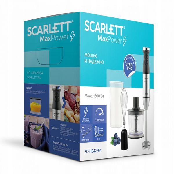 BLENDER RĘCZNY SCARLETT SC-HB42F64 1500 W CZARNY/SREBRNY zdjęcie 2