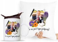 Zestaw Poduszka + Kubek Prezent Andrzej Duda Pis Z Nadrukiem Ze Zdjęciem