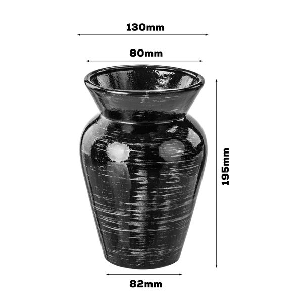 Wazon Ceramiczny Baryłka Czarny srebrny flakon zdjęcie 2