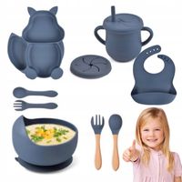 ZESTAW NACZYNIA SILIKONOWE DLA DZIECI NIEMOWLĄT 9 ELEMENTÓW NIEBIESKI 2024