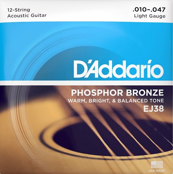 Struny do gitary akustycznej 12 strun Phosphor Bronze Daddario EJ38 10-47 zdjęcie 1