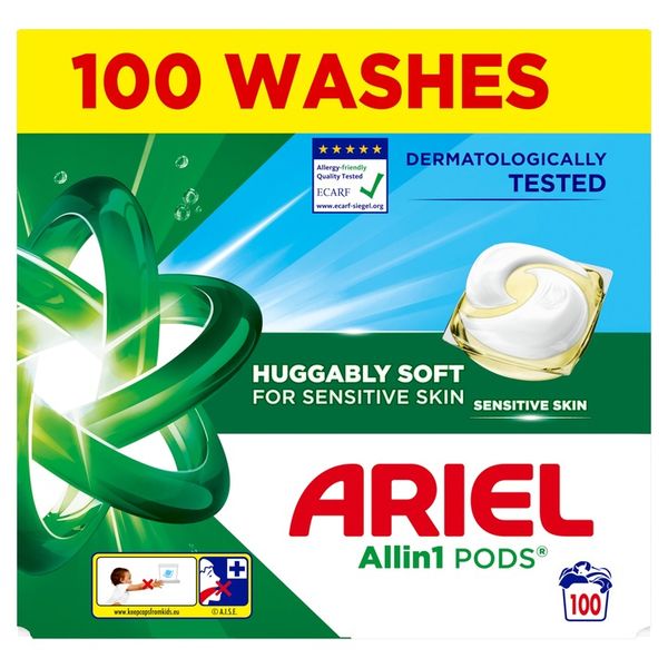Ariel Sensitive Allin1, kapsułki do prania, 100 prań biały zdjęcie 3