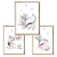 Zestaw trzech plakatów dla dzieci Dino