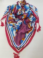 Chustka apaszka z kwiatami ciemnoróżowa 29