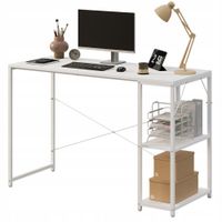 Biurko komputerowe stolik loft białe eleganckie z półkami industrialne stół