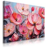 Obraz Do Sypialni Różowe Polne Kwiaty Malarstwo Abstrakcja 70cm x 50cm